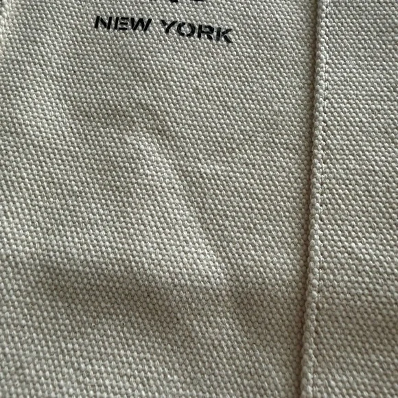 Tory Burch Cream & Navy Sturdy Canvas Tote w/ Navy Leather Handles - Picture 4 of 14